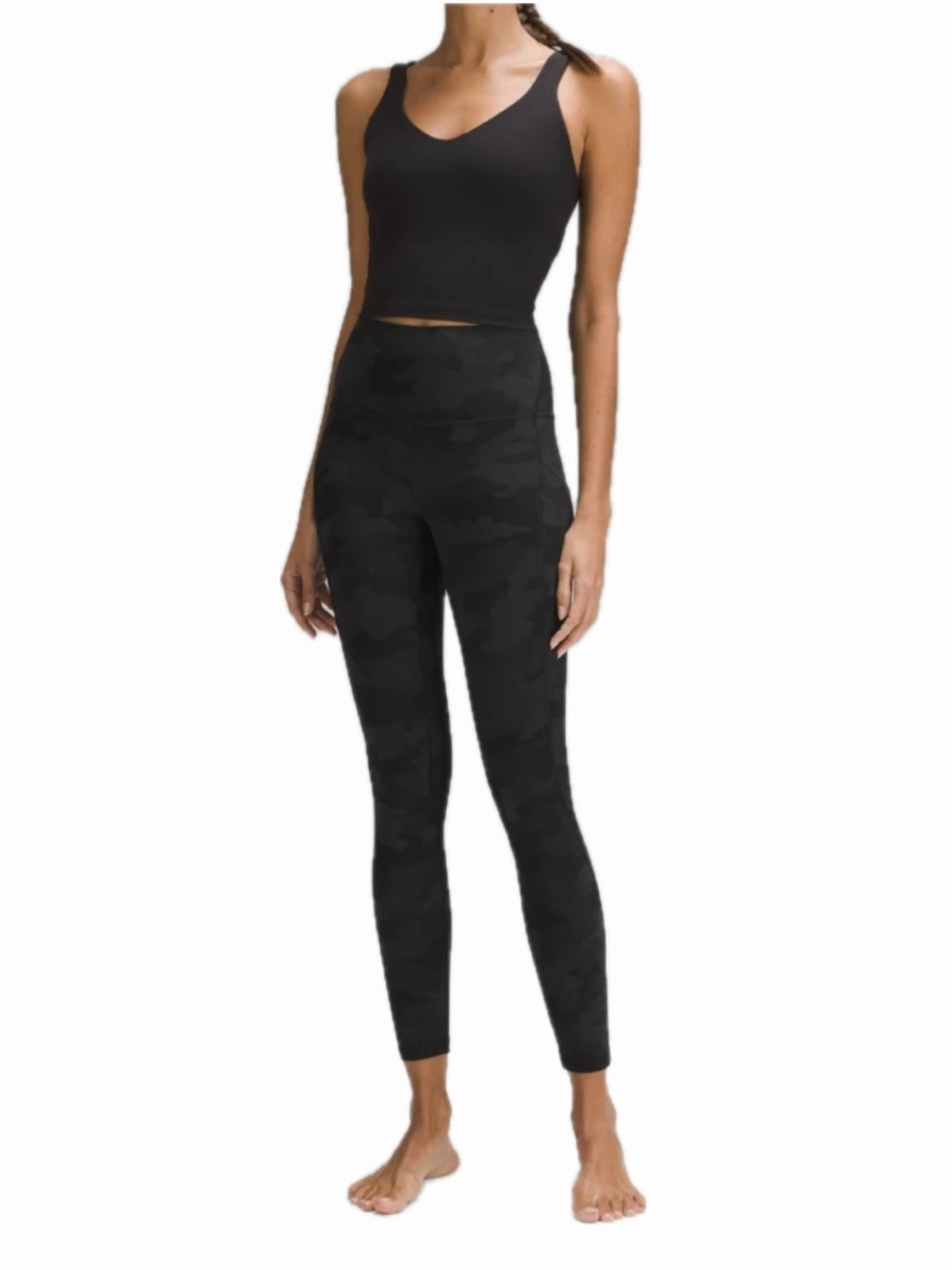 LULULEMON WOMEN 2 24" HIGH-RISE PANT W/ POCKETS HERITAGE 365 CAMO DEEP COAL